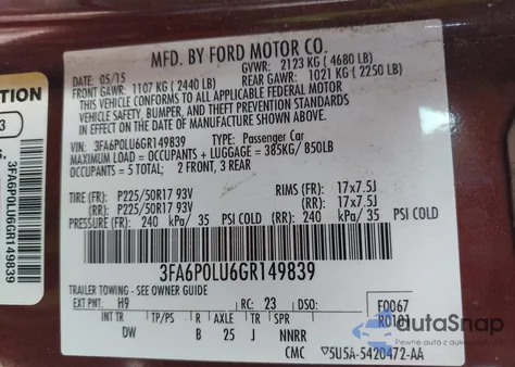 2016 Ford Fusion Hybrid Se из США, поврежденный, VIN 3FA6P0LU6GR149839